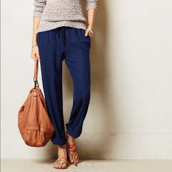 Anthropologie Pants - Anthropologie Mermaid Linen Rollup pants